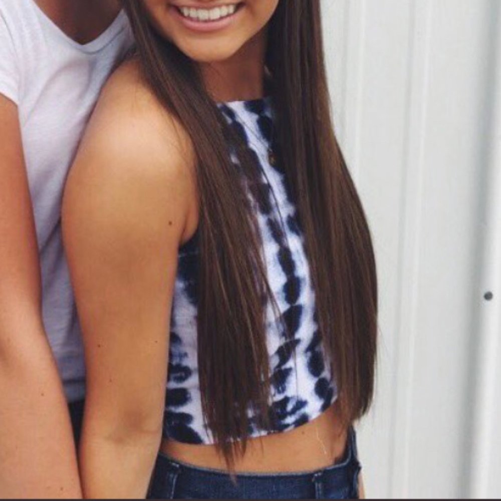 Blue and White Tie-Dye Crop Top